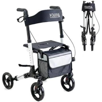 KMINA Faltbarer Rollator mit Sitz für Erwachsene, 