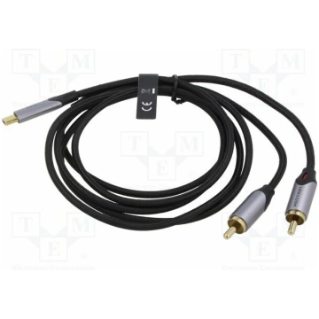 Cable; RCA plug x2,USB C plug; gold-plated; 0.5m; 