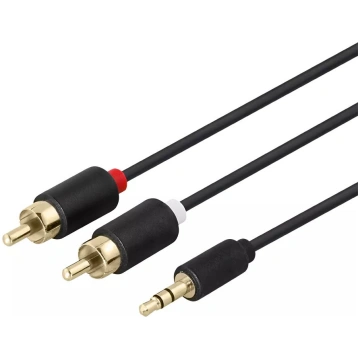 Audio kabelis DELTACO MM-140-K 3,5 mm (v) uz 2×RCA