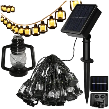 Saules dārza lampiņu virtene ar 20 LED laternām ba