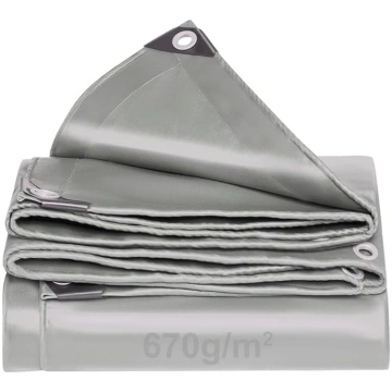 Pelēks brezenta tents 670 g/m², PVC auduma brezent