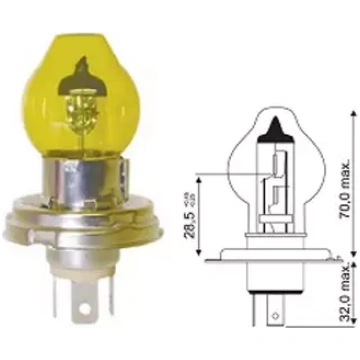 Spuldze H4, 24V, dzeltena