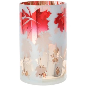 Hervit "Foliage" glass vase with leaf decorations