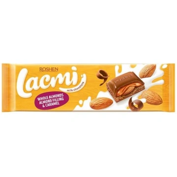 Piena šokolāde Lacmi ar mandelēm un karameles pild