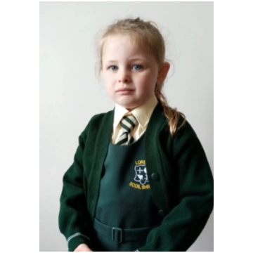 Loreto Green Cardigan with cream strip School Wear
