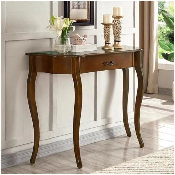 Crescent Moon Console Table Made of Solid Wood, En
