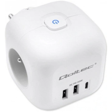 Qoltec power cube extension cord 6in1 with illumin