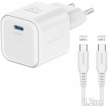 Swissten Travel Charger GaN USB-C 20W PD + Data Ca