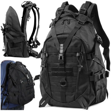 Taktiskā militārā stila mugursoma 30L, melna - tac