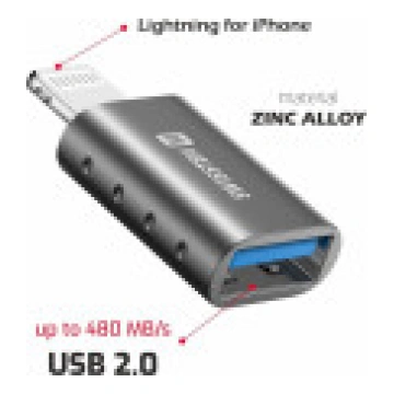USB avots USB-A zibens adapteris pelēks (55500300)