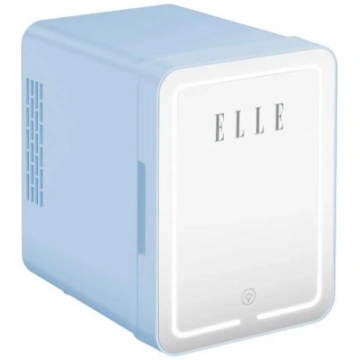 ELLE 4L mini fridge with LED make-up mirror, blue