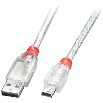 USB kabelis Lindy 5m Type A uz Mini-B Caurspīdīgs