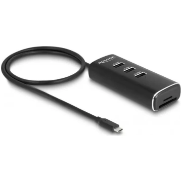 DeLOCK 3 Port USB Hub 10 Gbps ar SD Micro SD Lasīt