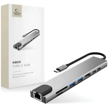 HUB USB Tech-Protect HB09 Hub adapter 8in1 Type-C 