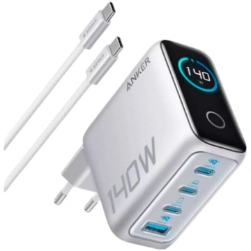 Anker USB 3-USB-C Fast Charger 140W + Cable Silver