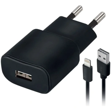Telefona lādētājs Forever, USB/AC/DC, melna krās