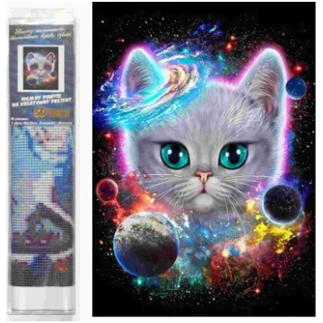 Diamant painting: Space kitten 30x40cm