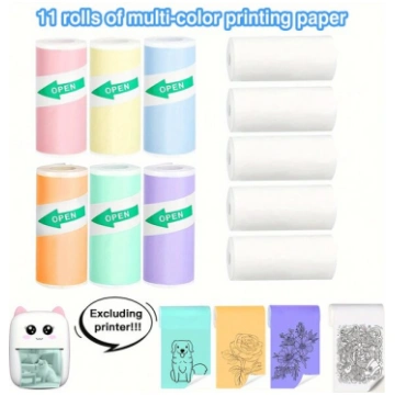 11 Ruļļi Mini Termopapīrs Pašlīmējošs, Etiķetes Pr