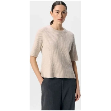 Object Ribbed Knitted Top Short Sleeve - Humus: XS