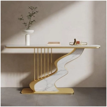 Modern Narrow Console Sofa Table Rock Panel Entran