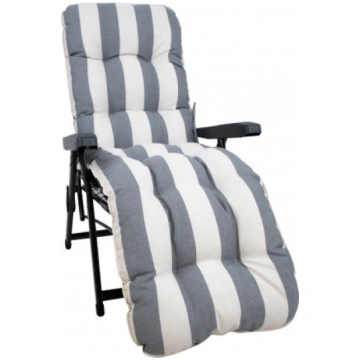 Deck chair BADEN-BADEN, grey-white striped pad