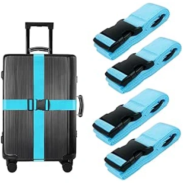 TRIXES 4er-Pack Blaue Koffergurte, Hochdichte Koff