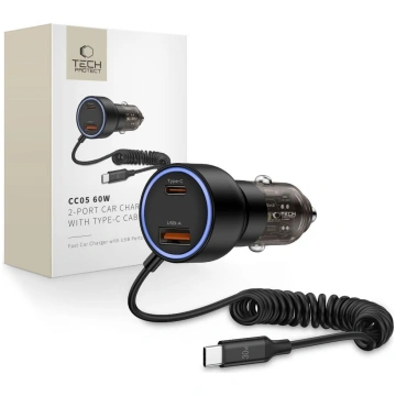 Tech-Protect Auto lādētājs + USB-C kabelis CC05 PD