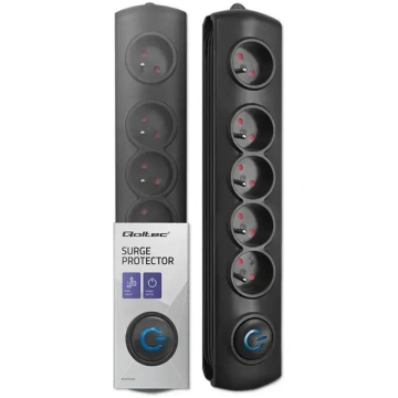 Qoltec Surge protector | 5 sockets | 1.8m | Black 