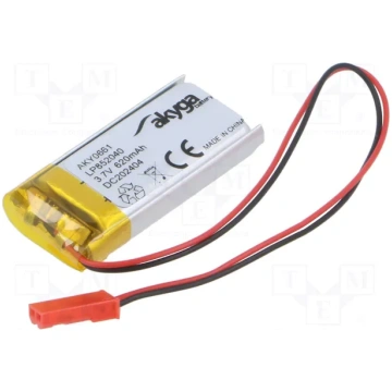 Akumulators Li-pol, 3.7V/620mAh, konn+sock2.54*2pi