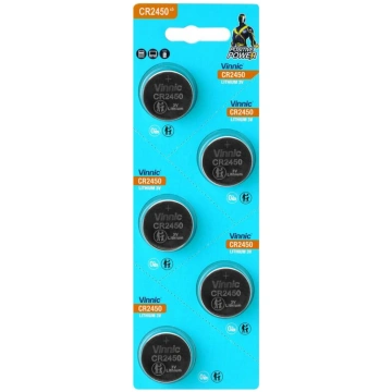 CR2450 baterijas Vinnic litija 3V- iepakojumā 5 gb
