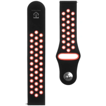 Tactical 20mm Double Silicone Watch Band Black Red