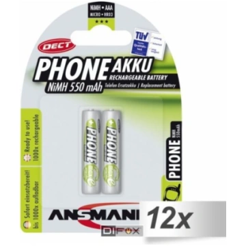 12x2 Ansmann maxE NiMH bat. Micro AAA 550 mAh DECT