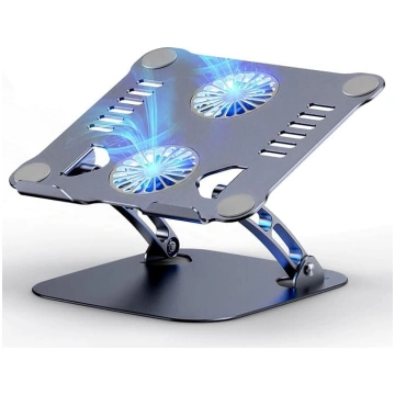 Height-adjustable laptop stand with RGB fan, folda