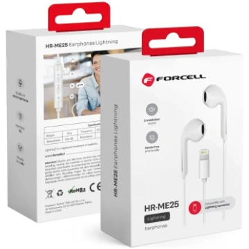 Wire earbuds Lightning Forcell F-Audio HR-ME25 whi