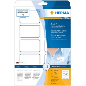 Herma Textile/Name Labels 80x50 20 sh.DIN A4 wh/bl