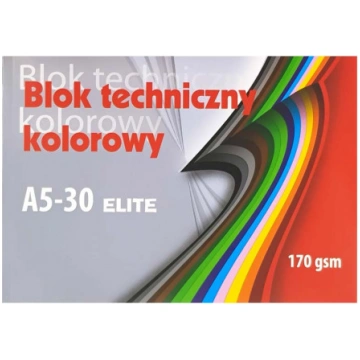 Krāsains kartons A5/A4/A3 170g/m² 30 lapas Elite, 