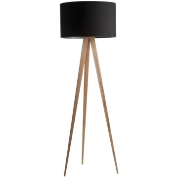 Melna lampa ar koka kājām Zuiver Tripod Wood