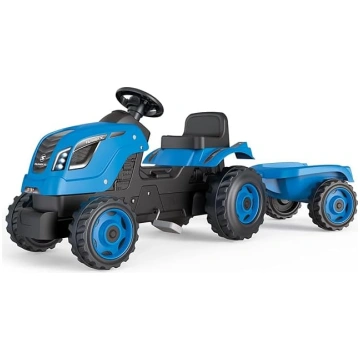 Smoby – Traktors „Farmer XL“ zils + piekabe – pedā