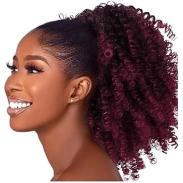 Veselība Īss Afro Kinky Curly Drawstring Ponytail 