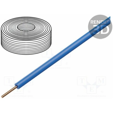 Wire; H07V-U; 1.5mm2; wire; Cu; PVC; blue; 450V,75