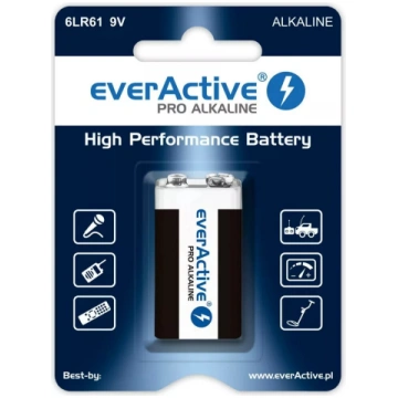 9V alkalīnās baterija everActive EV6LR61-PRO, 9 V,