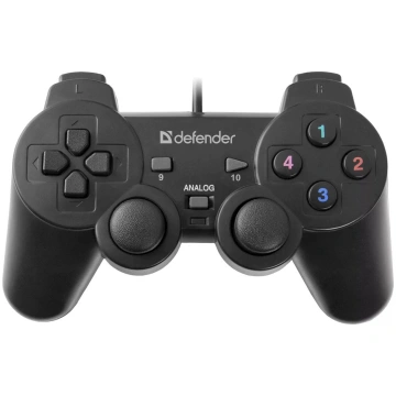 Gamepads DEFENDER Omega Black USB ar vadu, analogo