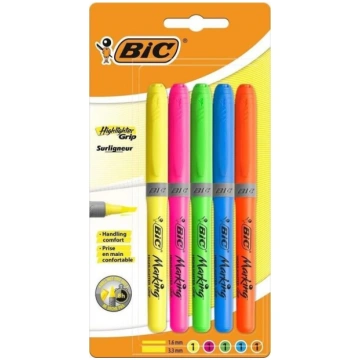 Marķieri Bic Grip 5 krāsas