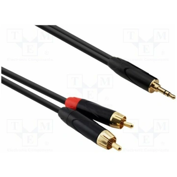 Cable; Jack 3.5mm plug,RCA plug x2; 3m; black; PVC