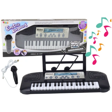 Electric Piano for Children, Microphone Stand, Bla