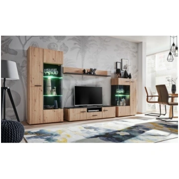 SOLIDO wall unit (artisan oak/balck mat) Halmar FU