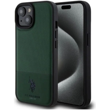 U.S. Polo PU Apple iPhone 15 Leather Mesh Pattern 