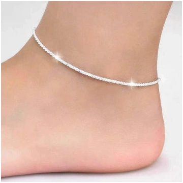 cheap Thin stamped silver plated Shiny Chains Ankl