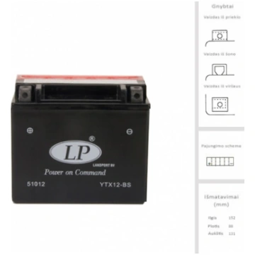 LANDPORT - LTX12-BS AGM - 12V | 180A | 10Ah