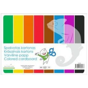 Krāsains kartons A4, 8 krāsas, vienpusējs, SMLT SM